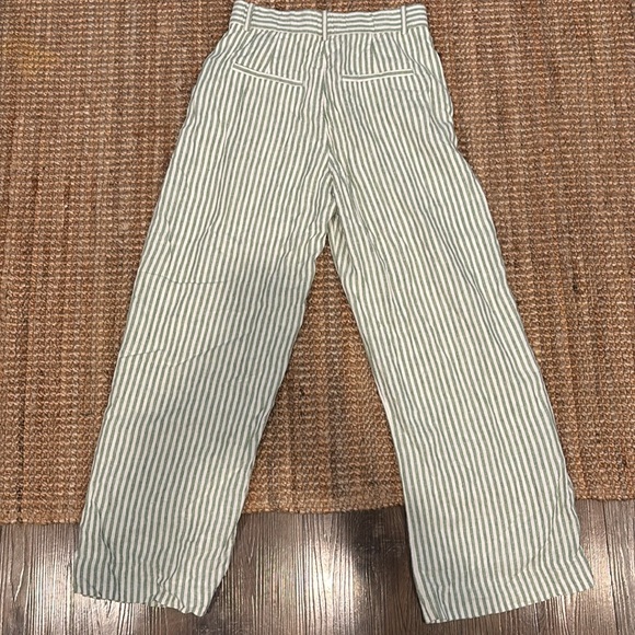 Abercrombie Sloane Tailored Green & White Linen Blend Pants - Picture 3 of 5